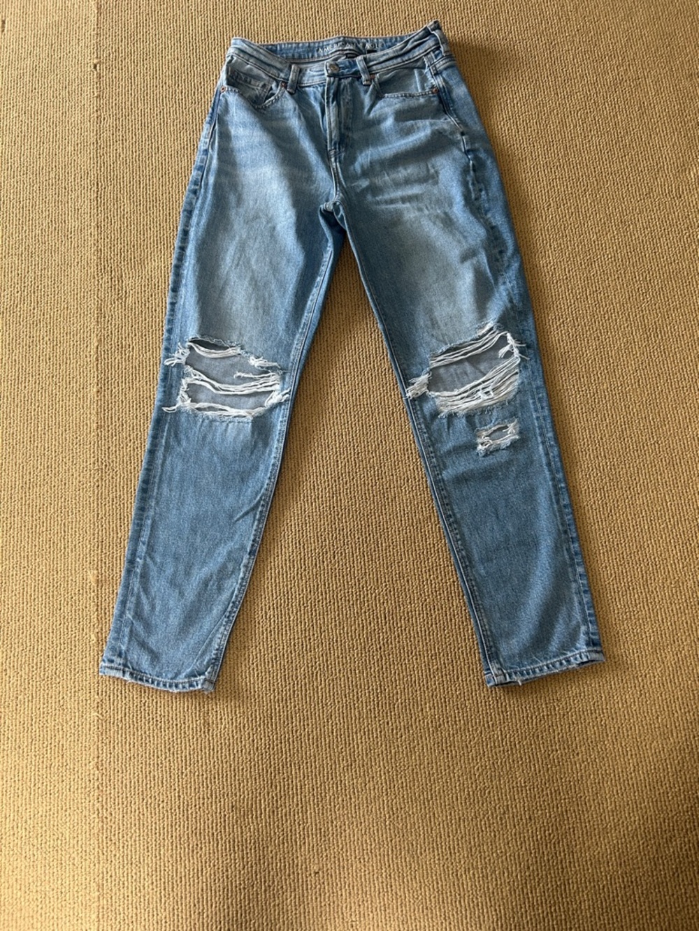 American Eagle Outfitters Light Blue Women's Slim Straight Ripped Jeans